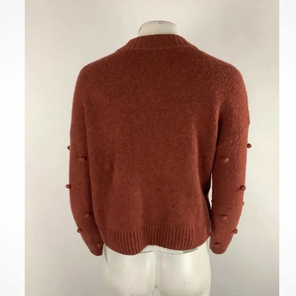 Madewell Sz XXS Bobble Button Front Cardigan Burnt Orange Cotton Merino Wool - Picture 4 of 6